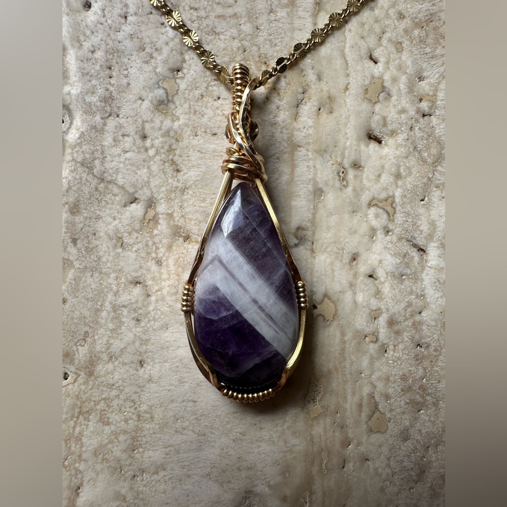 Chevron Amethyst Necklace Pendant